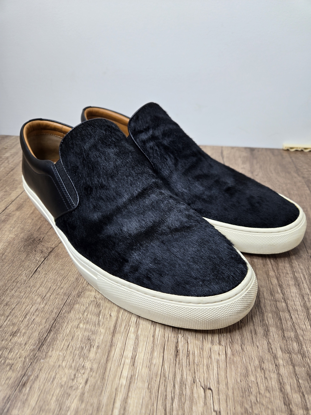 Bally Men's Slip-on Sneakers Black Leather Calf Suede Luxury  Designer Size 13